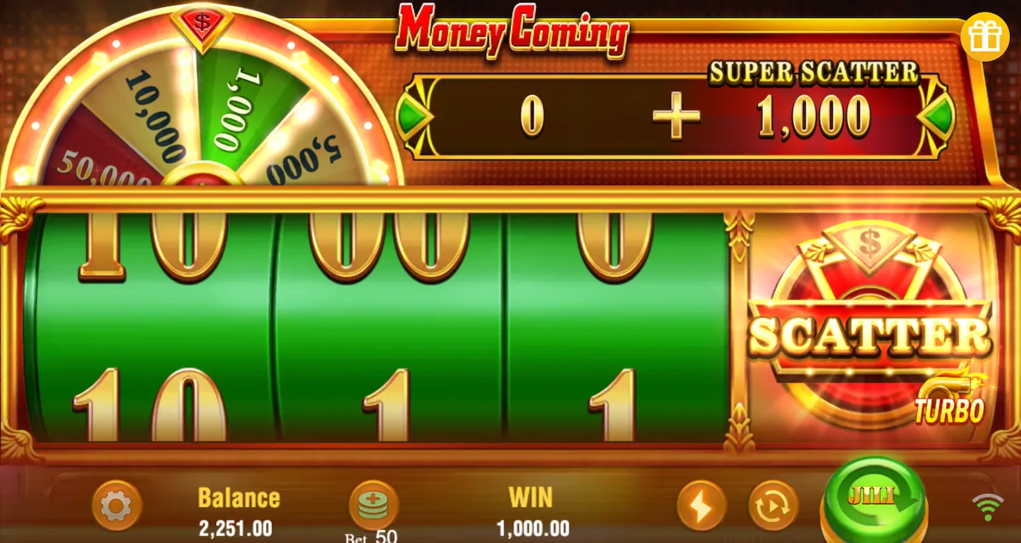 Money Coming chiffres, roue spéciale et écran de jeu « Lucky Wheel »