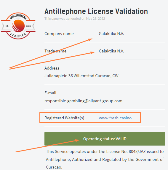 Cassino novo: licença